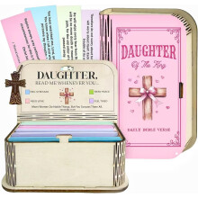 (B, -) Boîte bois versets bibliques 150 cartes, 6 émotions, cadeau chrétien femme