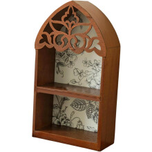 (Brown 2, -) Victorian Style Wood Wall Floating Shelf, Intricate Pattern Crystal Accent Display Shelf for Gothic Home Decoration, Ide