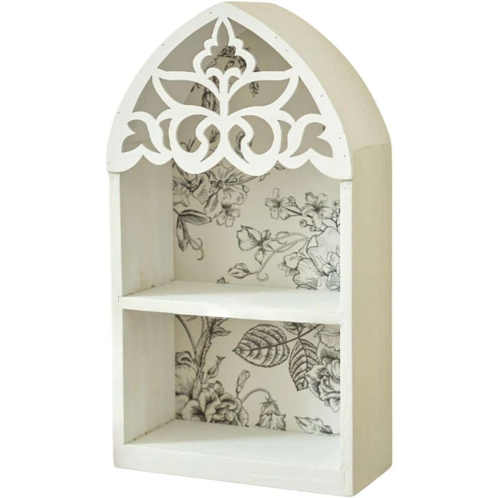 (White 2, -) Victorian Style Wood Wall Floating Shelf, Intricate Pattern Crystal Accent Display Shelf For Gothic Home Decoration, Ide 5437706720096