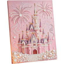 (C, -) Kit pintura perlas 3D castillo fuegos, principiantes.