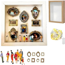 (Wood, -) Personalisiertes Mini Museum Shadow Box Kit, DIY mit Goldrahmen (Schwarz)