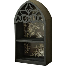 (Black 2, -) Victorian Style Wood Wall Floating Shelf, Intricate Pattern Crystal Accent Display Shelf for Gothic Home Decoration, Ide