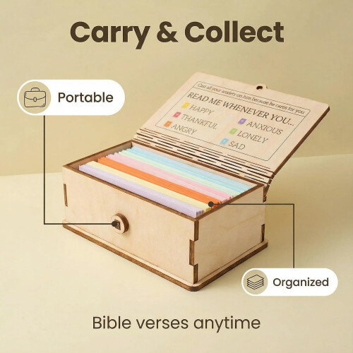 (B, -) Cutie carduri biblice lemn, 150 scripturi 2