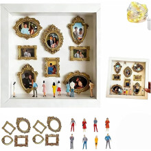 (White, -) Personoitu mini museo shadow box, muisti näyttö, kultakehykset, ystävänpäivä