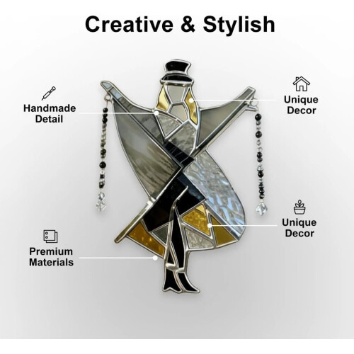(Black X2, -) Stained Glass Wind Spinner Dancing Lady, Acrylic 2