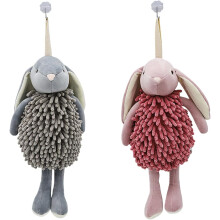 (Gray X1 Red X1, -) 2 Kaninchen Chenille Handtücher, niedlich, grün & pink (Grün x1 Pink x1)