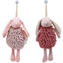 (Pink X1 Red X1, -) 2 Kaninchen Chenille Handtücher, niedlich, grün & pink (Grün x1 Pink x1)