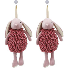 (Red X2, -) 2 Kaninchen Chenille Handtücher, niedlich, grün & pink (Grün x1 Pink x1)