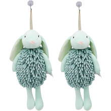 (Green X2, -) 2 Kaninchen Chenille Handtücher, niedlich, grün & pink (Grün x1 Pink x1)