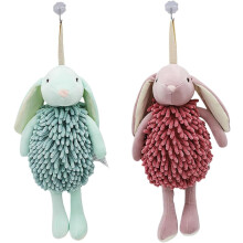 (Green X1 Red X1, -) 2 Kaninchen Chenille Handtücher, niedlich, grün & pink (Grün x1 Pink x1)