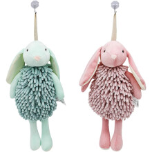 (Green X1 Pink X1, -) 2 Kaninchen Chenille Handtücher, niedlich, grün & pink (Grün x1 Pink x1)