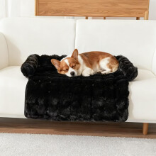 (Black, -) Plysch husdjurs sovmatta - 29,53"x29,53" fluffig hund soffa skydd, mjuk katt säng med kudde skydd för små medelstora husdjur