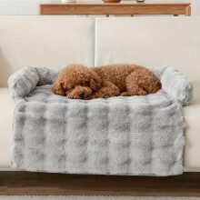 (Light Gray, -) Plysch husdjurs sovmatta - 29,53"x29,53" fluffig hund soffa skydd, mjuk katt säng med kudde skydd för små medelstora husdjur
