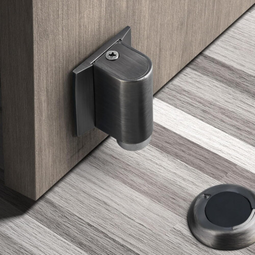 (Brushed Nickel, -) Tope puerta magnético sin taladro, resistente. 2