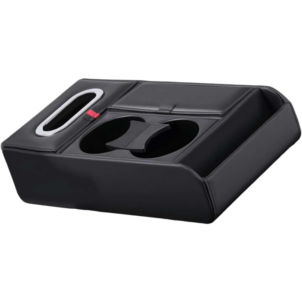 (, -) Universal Car Armrest Storage Box - Multi Compartment Center Console Organizer With Cup Holder Tissue Holder, Leather Au Black 5437706723455