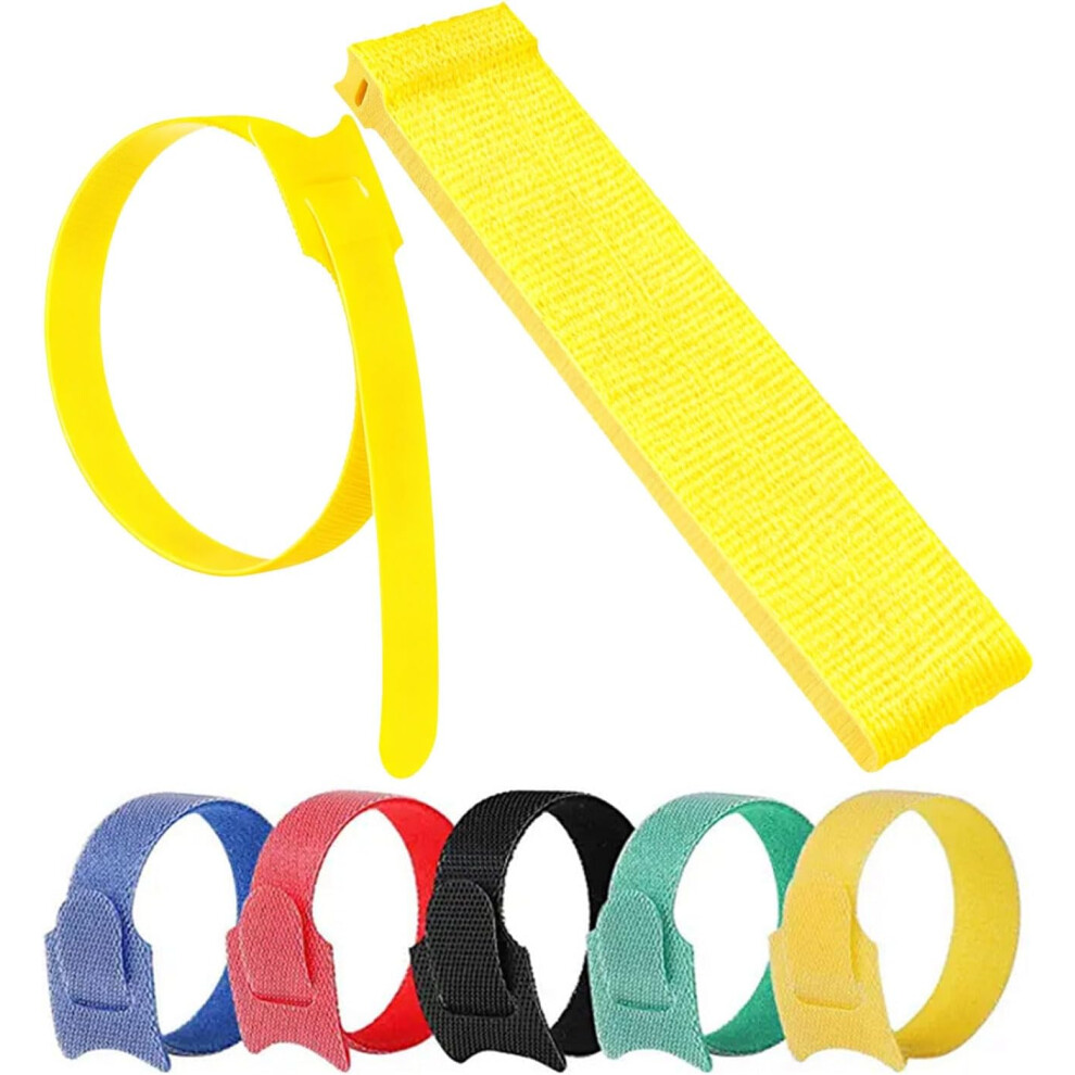 (Yellow, -) Christmas Garland Ties - 10" Adjustable Reusable Nylon Cable Straps For Christmas Tree Wreath Stairs Railings Door Banis 5437706723523