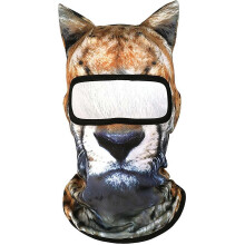 (F, One Size) Unisex 3D kat ski bivakmuts, dierengezicht - B voor festivals en feestjes