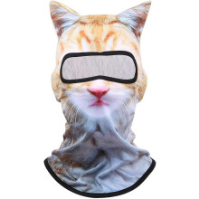 (B, One Size) Unisex 3D kat ski bivakmuts, dierengezicht - B voor festivals en feestjes