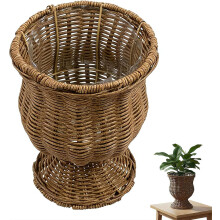 (Wood, 1pcs) Vaso calice intrecciato 8 pollici, vimini, struttura metallo, impermeabile