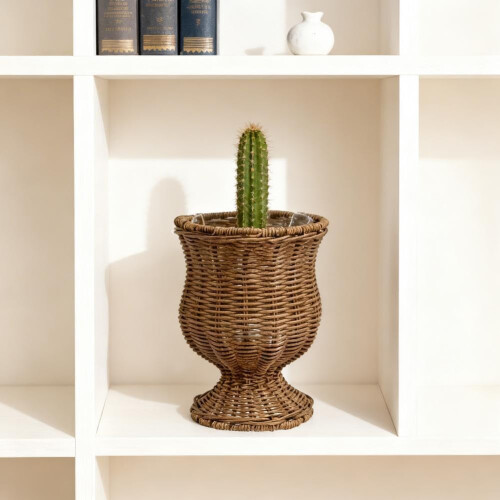(Wood, 2pcs) Vaso Vime Goblet 20cm, com Aro Metálico e Forro, Resistente 2