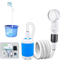 (Blue, 1pcs) Chuveiro Campismo Portátil, Bomba Recarregável com Visor Digital