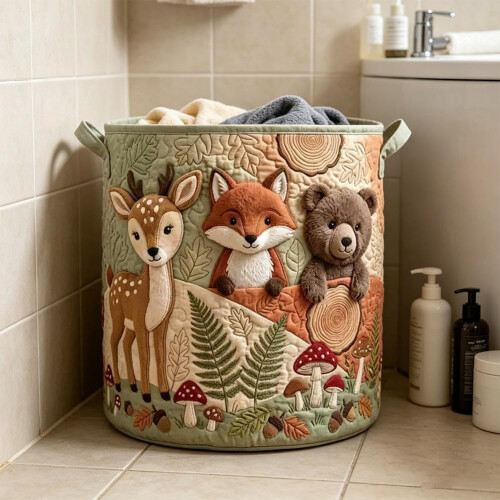 Large Quilted Laundry Basket with Handles, Multi-Functional Storage 1