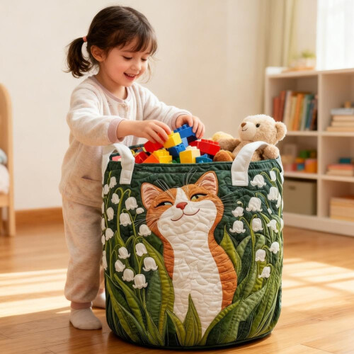 (H, 1pcs) Cesta ropa acolchada floral, dormitorio. 1