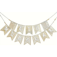 (White, 1set) Eid Ramadan Mubarak Banner aus Holz, rustikal, für Zuhause