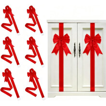 (Red, 6pcs) 6 Fiocchi natalizi ante mobili, rosso, facile installazione, cucina