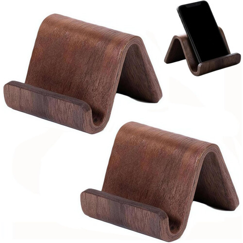 (2 Pcs, one size) Puinen puhelinteline pöydälle, bambu