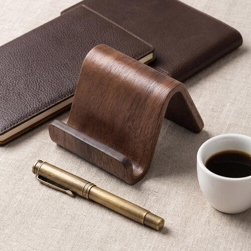 (2 Pcs, one size) Puinen puhelinteline pöydälle, bambu 1