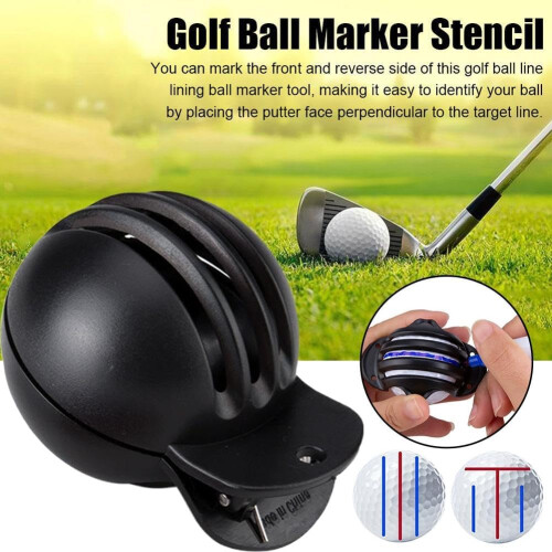 (Three-lines marker, 1Pcs) Precision Golf Ball Marker, 3 Stencils, 2 Markers 1