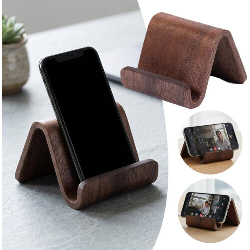 (1 Pcs, one size) Puinen puhelinteline pöydälle, bambu 2