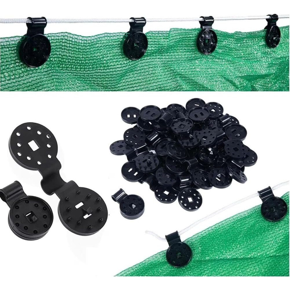 (Black, 7.2Cm) 50 Pcs Black Shade Cloth Plastic Clips Round Sunshade Net Fixing Clip Fabric Clips For Garden,Greenhouse Shade Cloth Fix 5437706729600