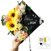 (sunflower, 1set) 2026 valmistujaislakki koriste setti, 3D kukat