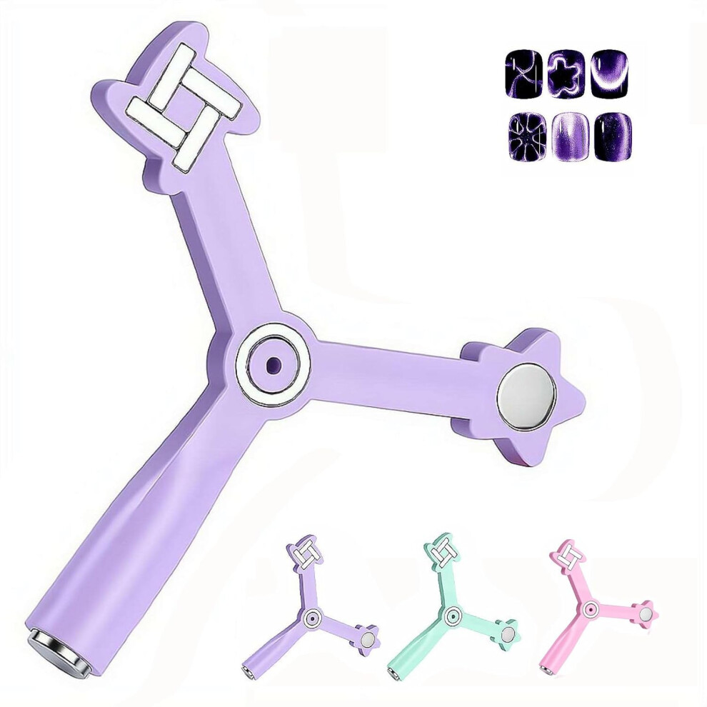 Oimg Purple (, 1Pcs) Cat Eye Gel Polish Nail Magnet, 4-In-1 Cat Eye Magnet Tool For Gel Nails Strong Magnetic Nails Art Wand,Multifunctional