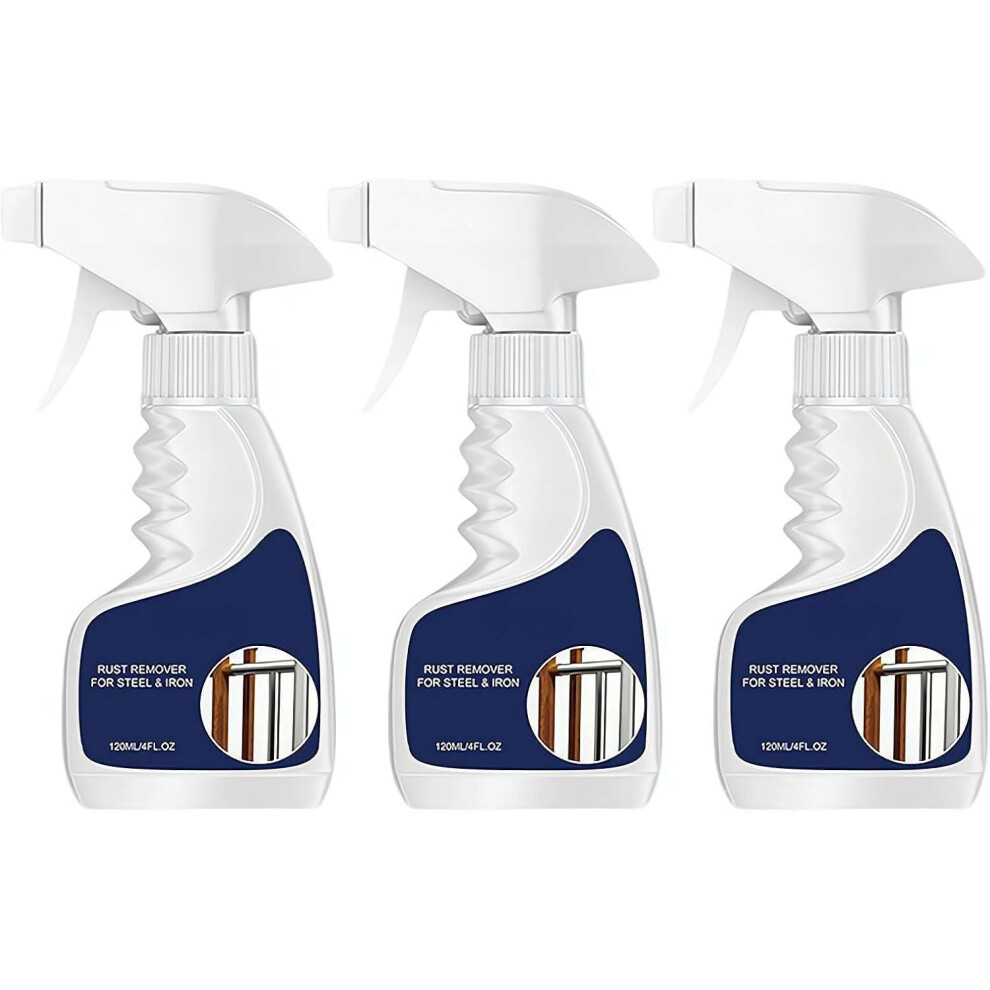 (3Pcs, 1 Fl Oz (Pack Of 1)) Rust Remover Spray For Metal, 120Ml Highly Concentrated Rust Remover For Steel Copper Stainless Steels,Multipurpose Rust 5437706730736
