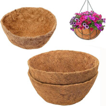 (Brown, 12in) 2 runde Kokosnuss Einlagen für Hängekörbe, natürlich, für Blumen