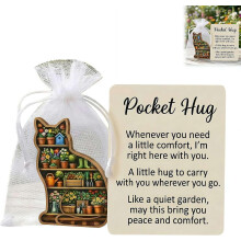 (Cat, 1pcs) Der Gartengarten Katze Taschenumarmung Token, Holz, inspirierend