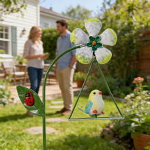 (White_bird, -) 27cm koristeelliset seipäät, söpöt metalli kukat, pienet eläimet, kevät koristeet, Vettä kestävä