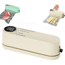 (Beige, 1pcs) Mini tyhjiöpakkaaja, USB, digitaalinen