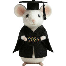 (C, 1pcs) Klasse 2026 Filzmaus Ornament, handgefilzt, mit Abschlusskappe