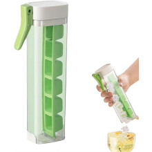 (Green, 1pcs) One Hand Press Ice Tray Mold, Square, 6 Grid, Cup