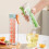 (Green, 1pcs) One Hand Press Ice Tray Mold, Square, 6 Grid, Cup 2