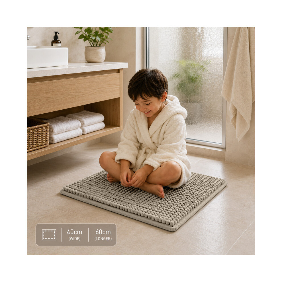 Imperial Rooms (40X60cm, Sand) Chenille Bath Mat Extra Soft Absorbent Non-Slip Bathroom Rug