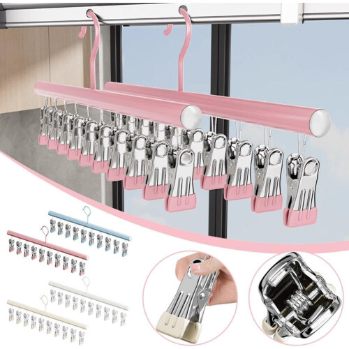 (Pink, 1pcs) 10 klipsiä tilaa säästävä ripustin 1