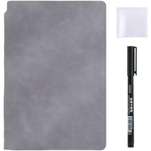 (Gray, One size) A5 suchý mazací notebook s koženým obalom, prenosný, opakovane použiteľný