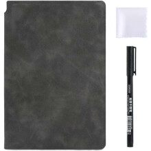 (Greyish Black, One size) A5 suchý mazací notebook s koženým obalom, prenosný, opakovane použiteľný