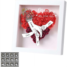 (Red, One size) Personalisierte Mutter Blumen Shadow Box mit Kindernamen, herzförmig, 25x25 cm