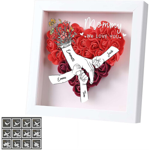 (Red, One size) Personoitu äiti kukka shadow box
